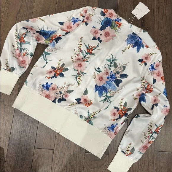 Ted Baker Floral Bomber Jacket - White and Multicolor NWT - Picture 6 of 11